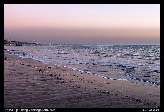 Beach at sunset, Malibu. Los Angeles, California, USA (color)