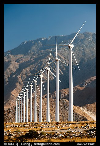 Wind farm and mountains at San Gorgonio Pass. California, USA (color)