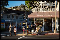 Visitors cross street in shopping area. Laguna Beach, Orange County, California, USA ( color)