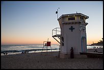 Beach and lifeguard tower at sunset. Laguna Beach, Orange County, California, USA ( color)