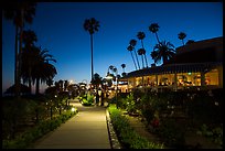 Restaurant near park at night. Laguna Beach, Orange County, California, USA ( color)
