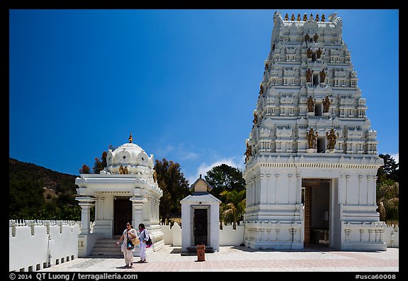 Women visiting Malibu Hindu Temple, Calabasas. Los Angeles, California, USA (color)