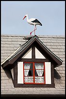 Stork on roof window. Solvang, California, USA ( color)