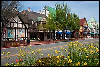 Street and flowers. Solvang, California, USA ( color)