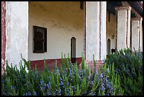 Flowers and gallery, La Purísima Mission. Lompoc, California, USA ( color)