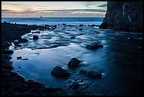 Creek flowing into ocean at dusk. Big Sur, California, USA ( color)