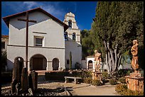 Church and bell tower, Mission San Juan Bautista. San Juan Bautista, California, USA ( color)