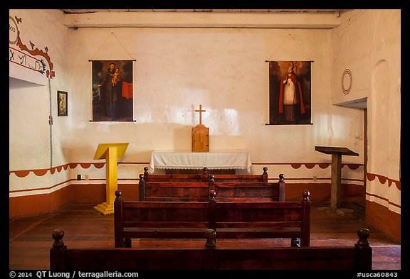 Chapel interior, Mission San Juan Bautista. San Juan Bautista, California, USA (color)