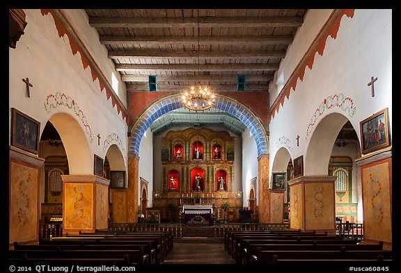 Church interior, Mission San Juan Bautista. San Juan Bautista, California, USA (color)