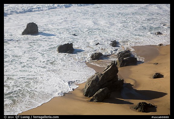 Surf, rock, and beach, Garrapata state park. Big Sur, California, USA (color)