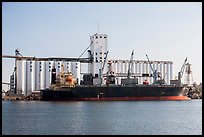 Grain silo and cargo boat, Stockton. California, USA ( color)