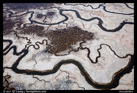 Aerial view of salt marsh. Palo Alto,  California, USA (color)