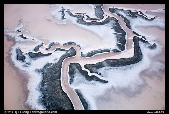 Aerial view of salt pond. Redwood City,  California, USA (color)