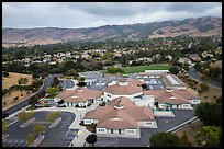 Aerial view of Silver Oak school and Evergreen hills. San Jose, California, USA ( color)