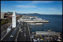 Aerial view of Ferry Building and piers. San Francisco, California, USA ( color)