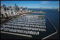 Aerial view of South Beach Harbor, downtown, and Bay Bridge. San Francisco, California, USA ( color)