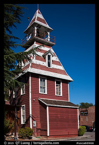 Queen Anne style Old Town Firehouse, Auburn. Califoxrnia, USA (color)