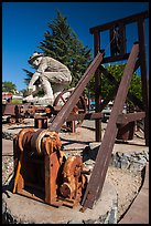 Mining equipment and statue commemorating gold rush, Auburn. Califoxrnia, USA ( color)