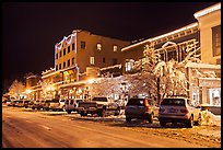 Wintry street at night, Truckee. California, USA ( color)
