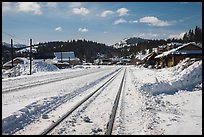 Railroad tracks in winter, Truckee. California, USA ( color)