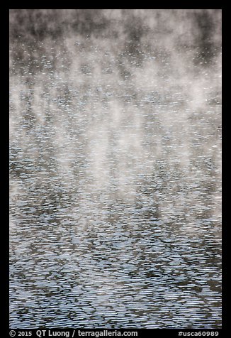 Mist floating above rippled water, Jenkinson Lake. California, USA