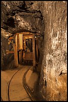 Gallery with tracks and ore car, Gold Bug Mine, Placerville. California, USA ( color)