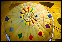 Looking up inside yellow hot air balloon. California, USA ( color)