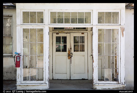 Door of old building, La Paz, Cesar Chavez National Monument, Keene. California, USA (color)