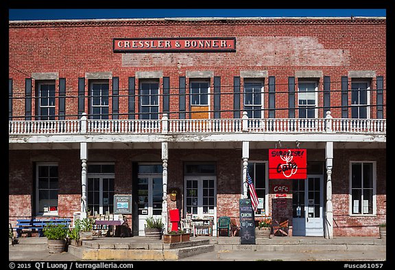 Historic brick building, Cedarville. California, USA (color)