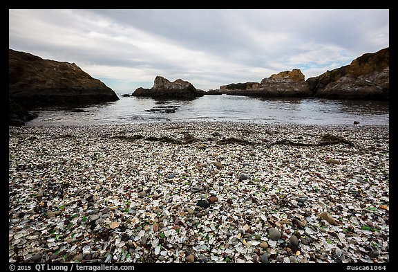 Beach covered with seaglass. Fort Bragg, California, USA (color)