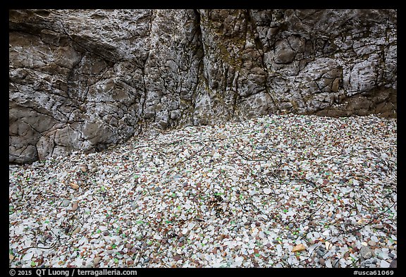 Beach seaglass and rock. Fort Bragg, California, USA (color)