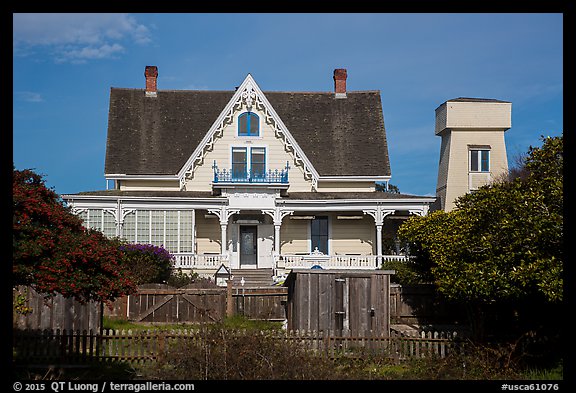House and tower. Mendocino, California, USA (color)
