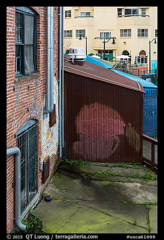 Downtown buildings detail. Petaluma, California, USA (color)