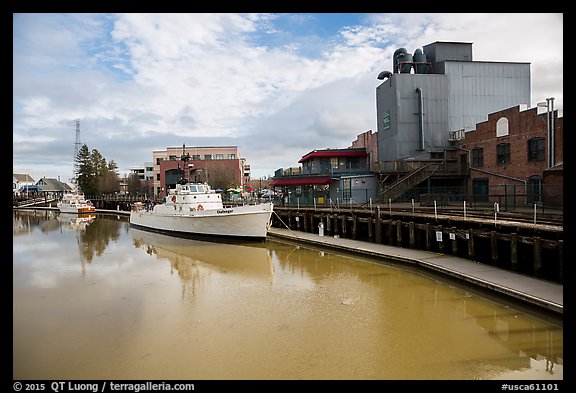 Petaluma River and Petaluma Mill. Petaluma, California, USA (color)