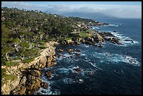 Aerial view of coastline, 17-mile drive. Pebble Beach, California, USA ( color)