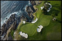 Aerial view of golf course and coastline. Pebble Beach, California, USA ( color)