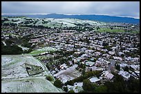 Aerial view of Meadowlands and hills covered by hail. San Jose, California, USA ( color)