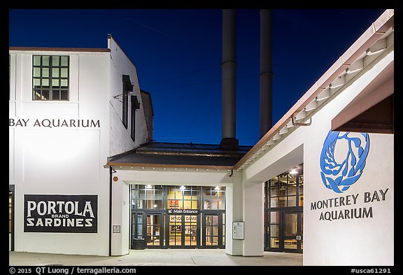 Monterey Bay Aquarium by night. Monterey, California, USA (color)