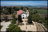 Aerial view of Mission San Juan Bautista. San Juan Bautista, California, USA ( color)