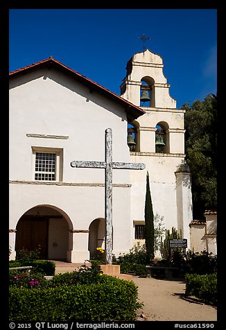 Mission San Juan church. San Juan Bautista, California, USA (color)