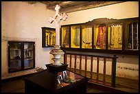 Room with cross and ceremonial dress, Mission San Juan. San Juan Bautista, California, USA ( color)