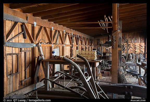 Blacksmith shop and displays. San Juan Bautista, California, USA (color)