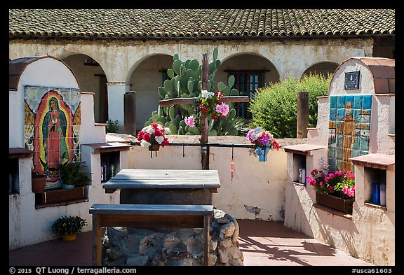 Outdoor altars and cross. California, USA (color)