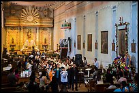 Church with festival in progress, Mission San Miguel. California, USA ( color)