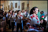 Mexican worshippers during festival, Mission San Miguel. California, USA ( color)