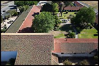 Aerial view of Mission San Miguel roofs and garden. California, USA ( color)