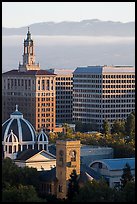 San Jose landmarks: Museum of Art, St Joseph Cathedral, Bank of Italy building. San Jose, California, USA ( color)