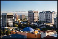 San Jose skyline with early morning fog over hills. San Jose, California, USA ( color)