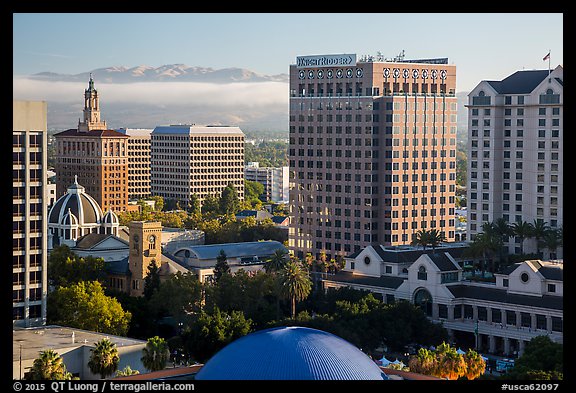 San Jose landmark buildings around Plaza de Cesar Chavez. San Jose, California, USA (color)