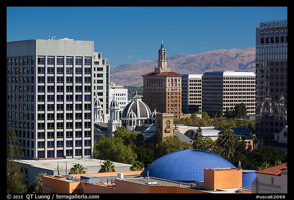 San Jose landmark downtown buildings. San Jose, California, USA (color)